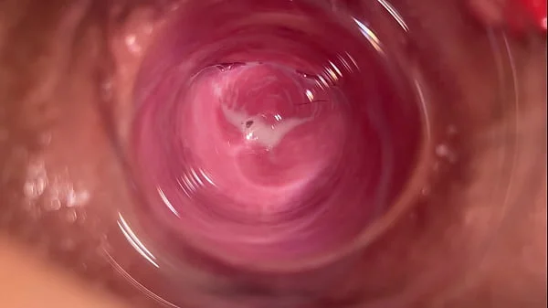 Camera deep inside Mia's vagina