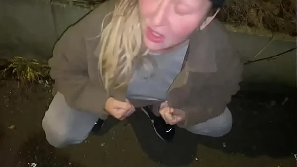 Offered a drink on the street to take a cum shot