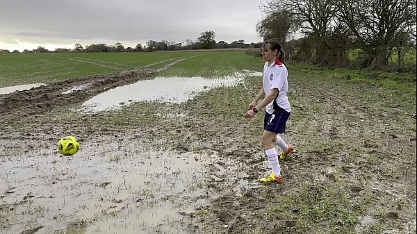 Muddy Football Practise then threw off my shorts and knickers (WAM)