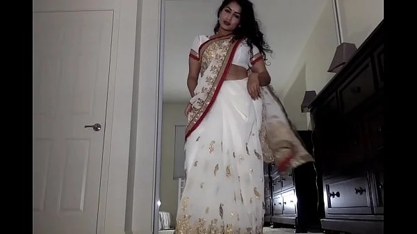 Desi Dhabi in Saree getting Naked and Plays with Hairy Pussy