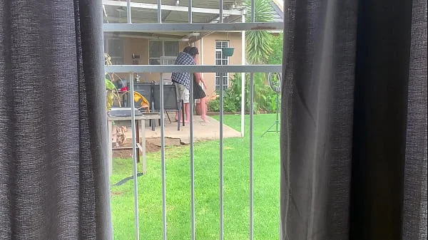 I caught my neighbours fucking outside in the backyard