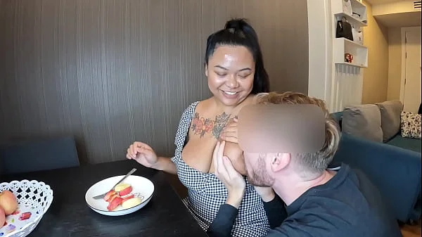 Busty Asian Breastfeeding Explosive Handjob and Interracial Sex