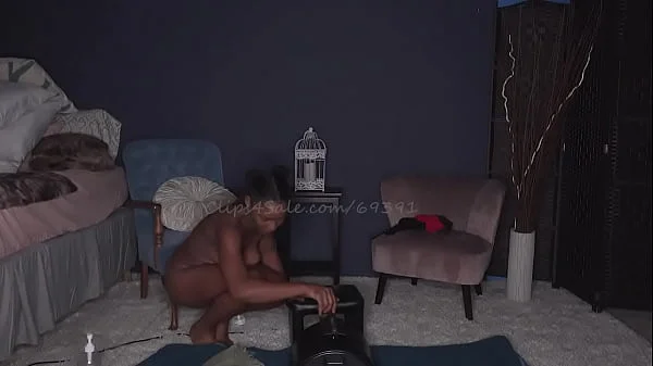 Ebony Princess Rides the Sybian,  Gets Turned on and Cums While Sucking Cock Short version