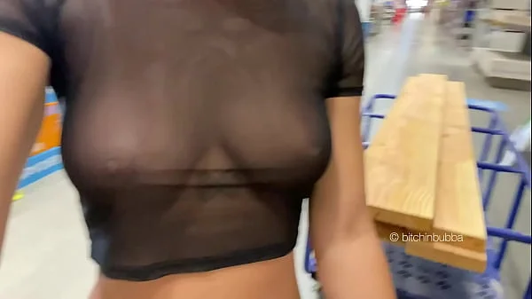 Walking into the store with see through outfit