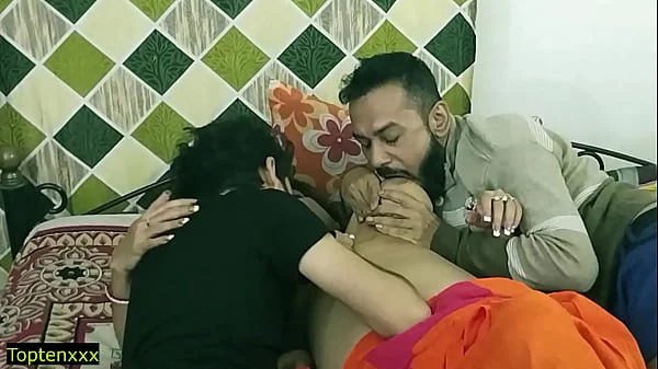 Indian hot xxx threesome sex! Malkin aunty and two young boy hot sex! clear hindi audio